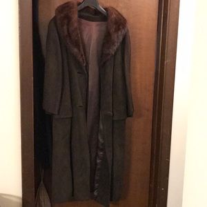 Suede w/mink collar coat